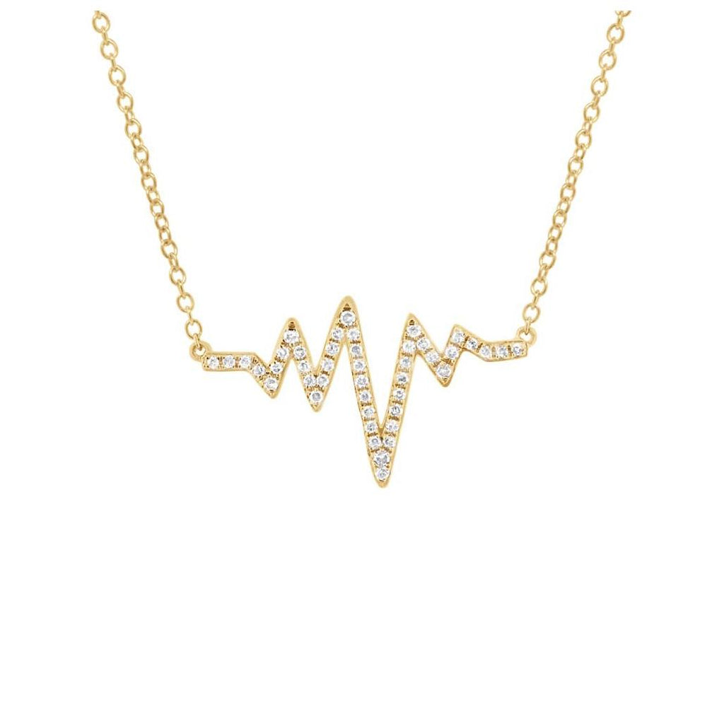 0.14 Ctw 14k Yellow Gold Diamond Heartbeat Necklace