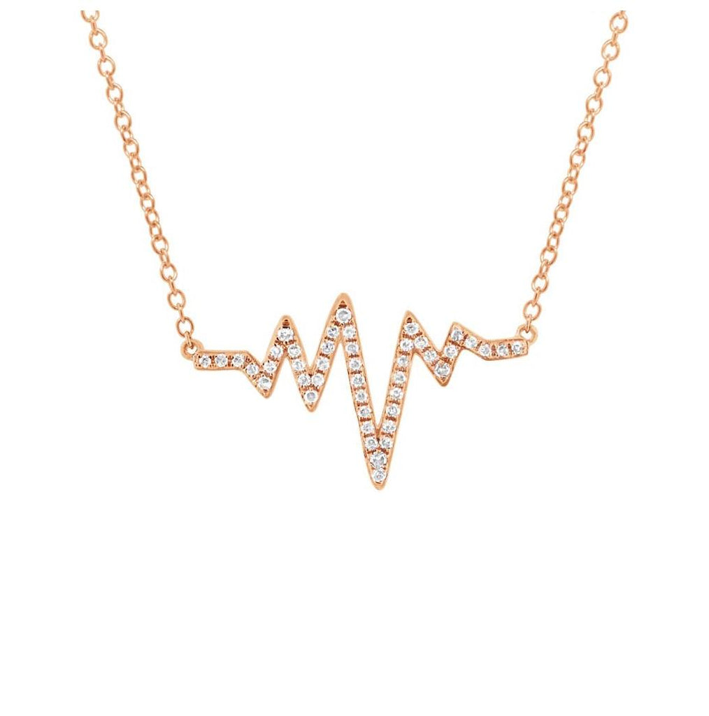 0.14 Ctw 14k Rose Gold Diamond Heartbeat Necklace