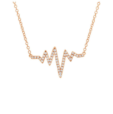 0.14 Ctw 14k Rose Gold Diamond Heartbeat Necklace