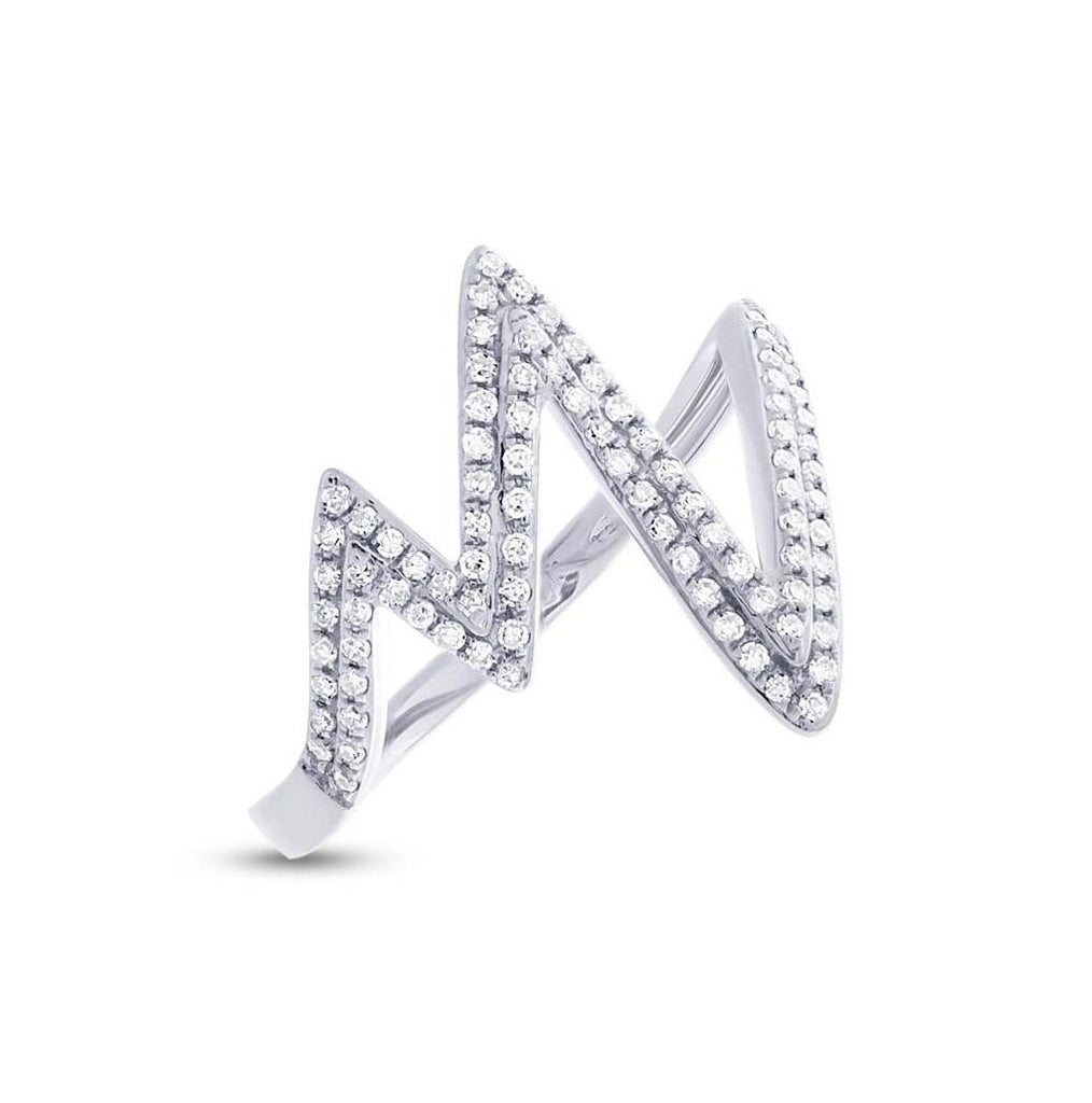 0.28 Ctw 14k White Gold Diamond Heartbeat Ring