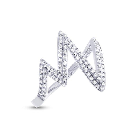 0.28 Ctw 14k White Gold Diamond Heartbeat Ring