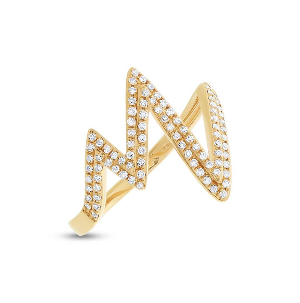 0.28 Ctw 14k Yellow Gold Diamond Heartbeat Ring