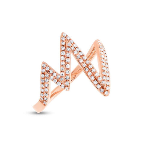 0.28 Ctw 14k Rose Gold Diamond Heartbeat Ring