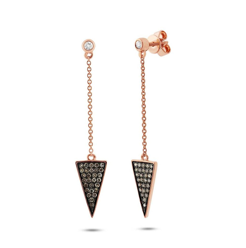 0.27 Ctw 14k Rose Gold Champagne Diamond Triangle Earring