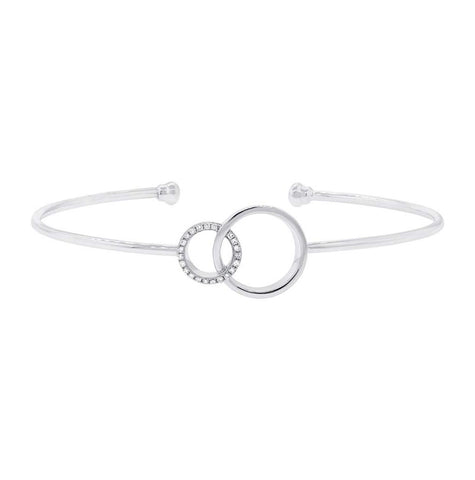 0.07 Ctw 14k White Gold Diamond Bangle Bracelet