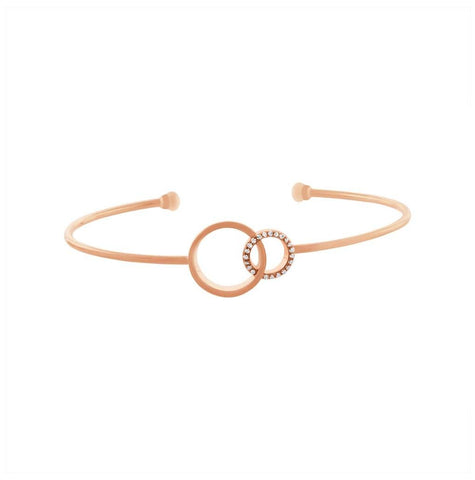 0.07 Ctw 14k Rose Gold Diamond Bangle Bracelet