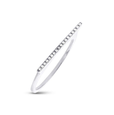 0.05 Ctw 14k White Gold Diamond Bar Womens Ring