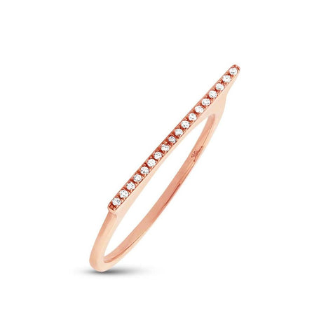 0.05 Ctw 14k Rose Gold Diamond Bar Womens Ring Size 5