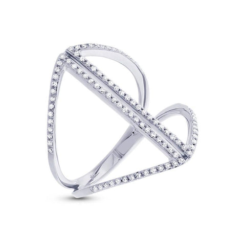0.28 Ctw 14k White Gold Diamond Womens Ring Size 8