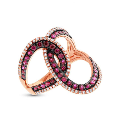 0.24 Ctw Diamond And 0.89 Ctw Ruby 14k Rose Gold Ring