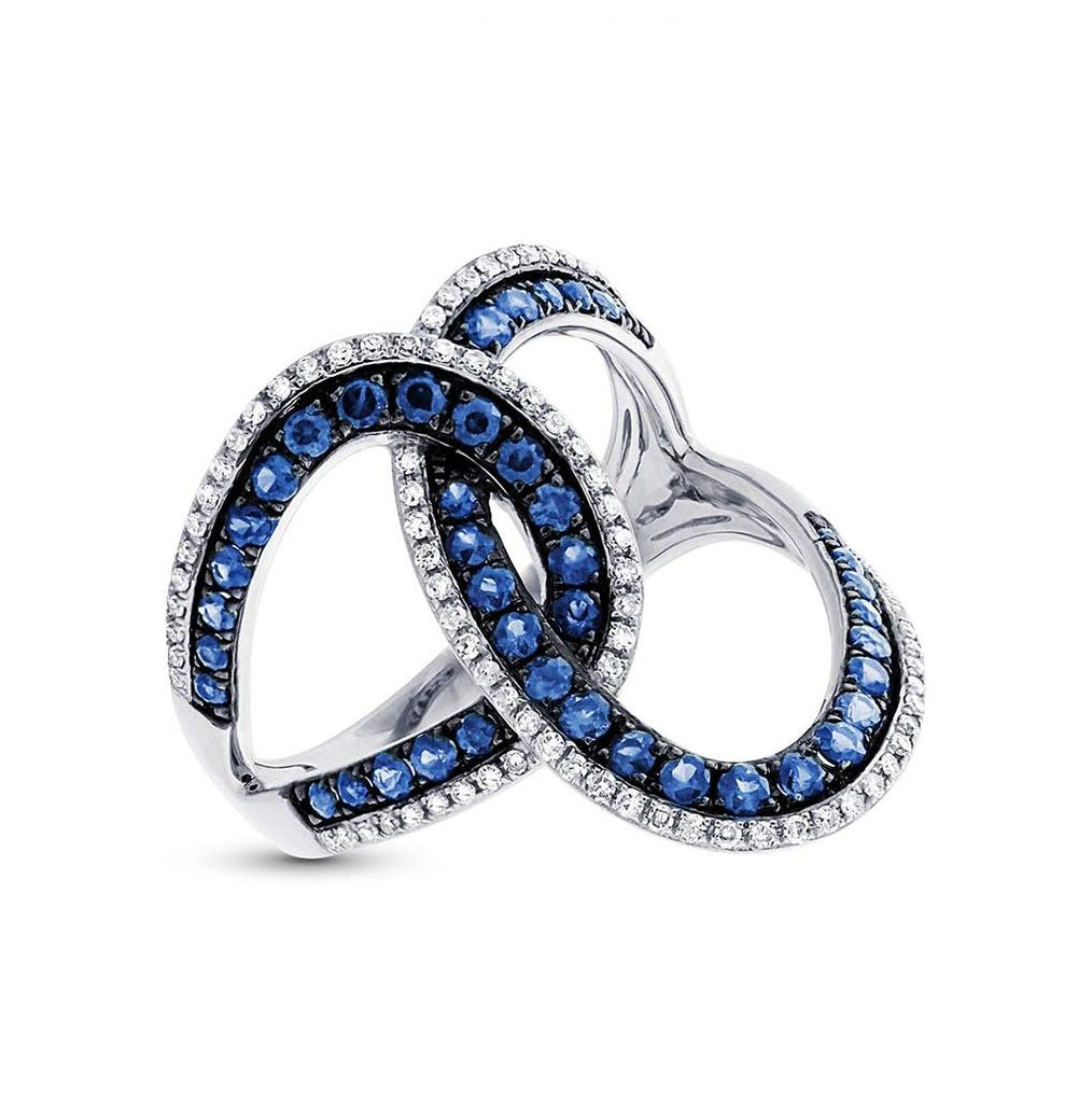0.24 Ctw Diamond And 0.83 Ctw Blue Sapphire 14k White Gold Ring