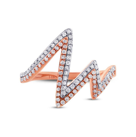 0.28 Ctw 14k Two-tone Rose Gold Diamond Heartbeat Ring