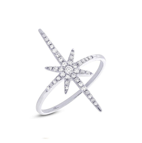 0.24 Ctw 14k White Gold Diamond North Star Ring Size 6.5