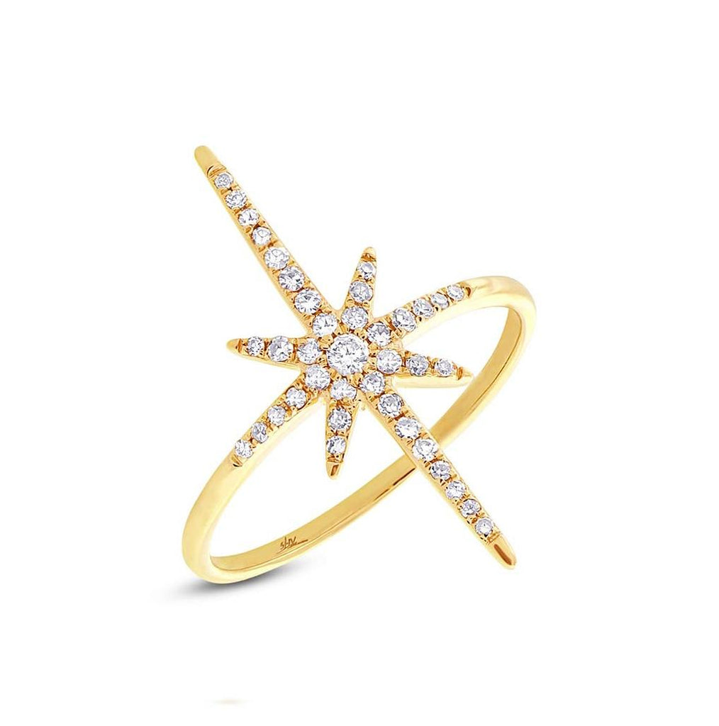 0.24 Ctw 14k Yellow Gold Diamond North Star Ring Size 5.5