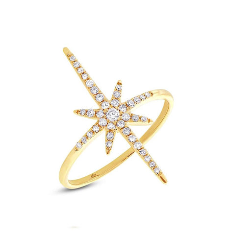 0.24 Ctw 14k Yellow Gold Diamond North Star Ring Size 6.5