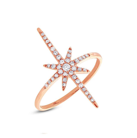 0.24 Ctw 14k Rose Gold Diamond North Star Ring Size 5