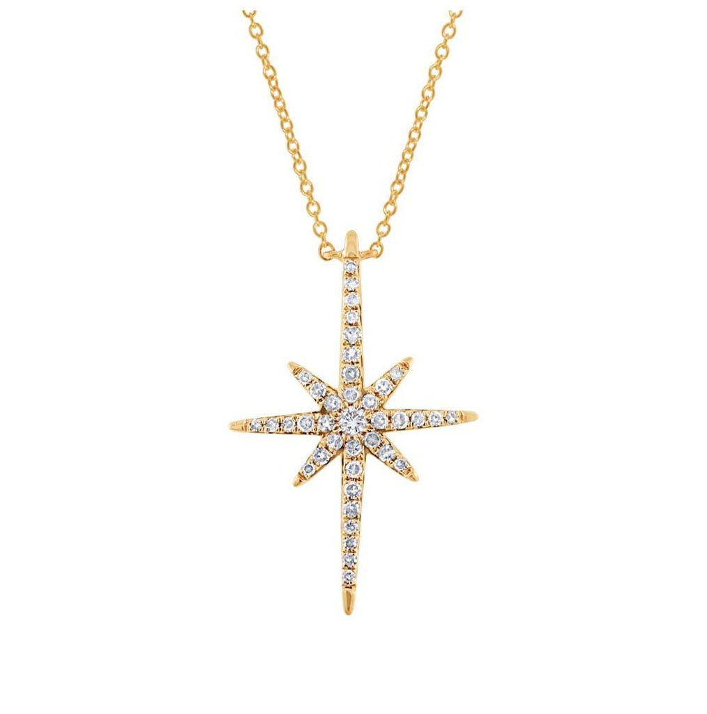 0.24 Ctw 14k Yellow Gold Diamond North Star Necklace