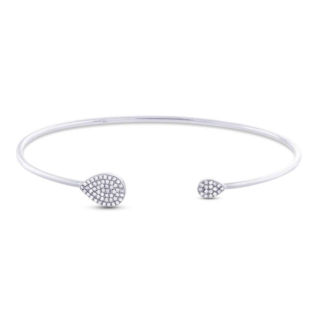 0.20 Ctw 14k White Gold Diamond Pave Bangle Bracelet