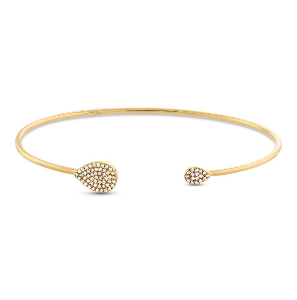 0.20 Ctw 14k Yellow Gold Diamond Pave Bangle Bracelet