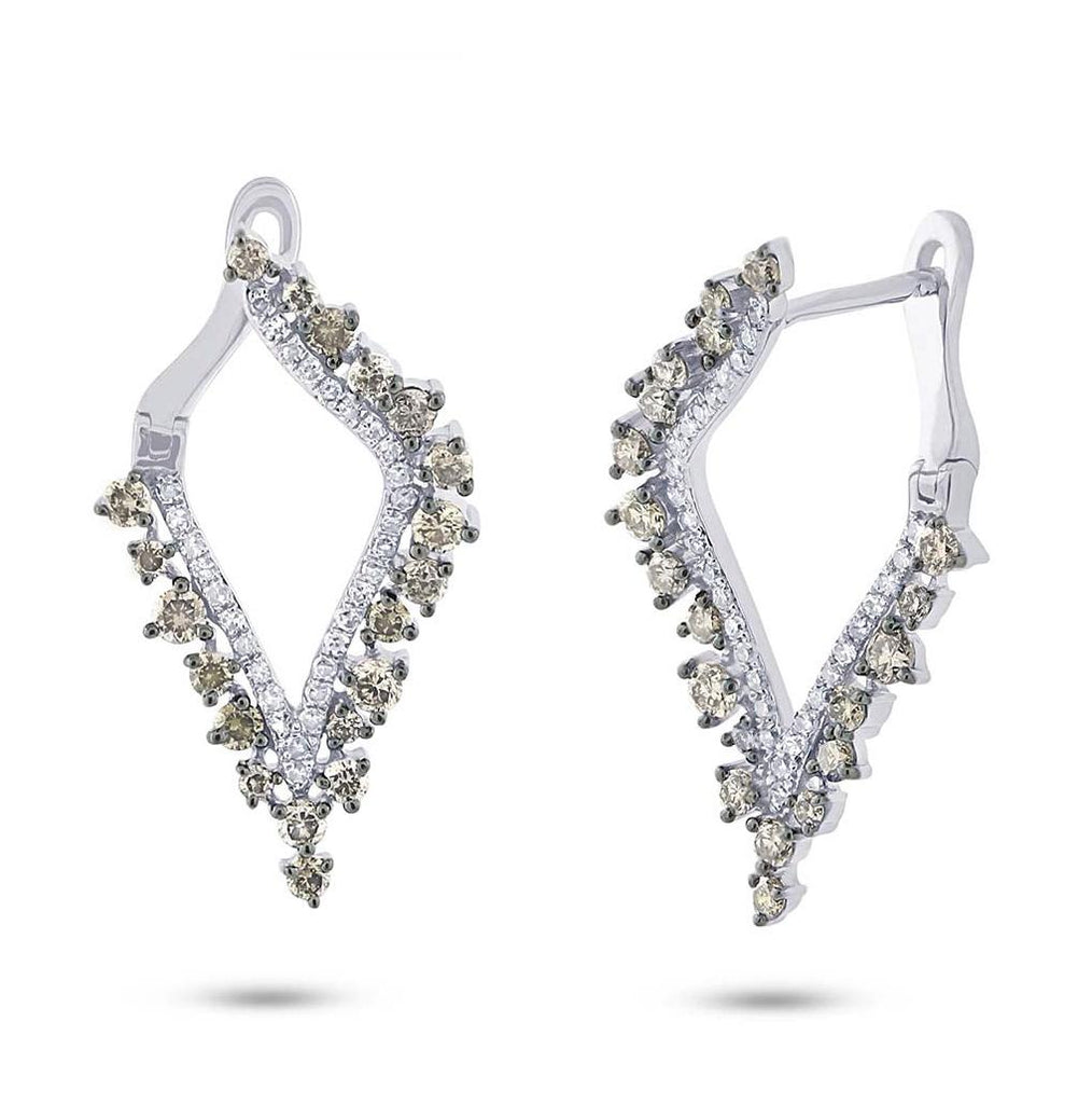 1.20 Ctw 14k White Gold White And Champagne Diamond Earring