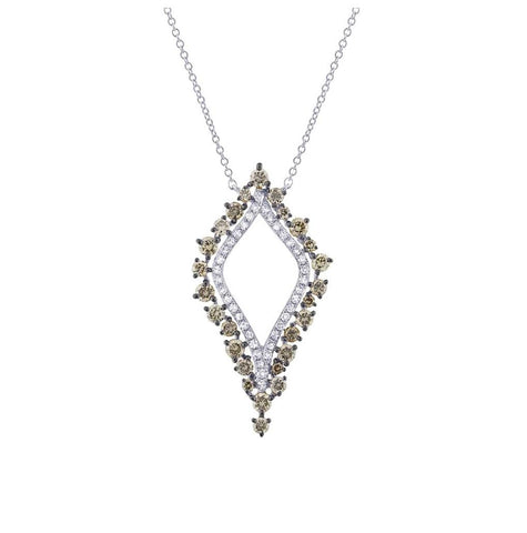 0.94 Ctw 14k White Gold White And Champagne Diamond Necklace