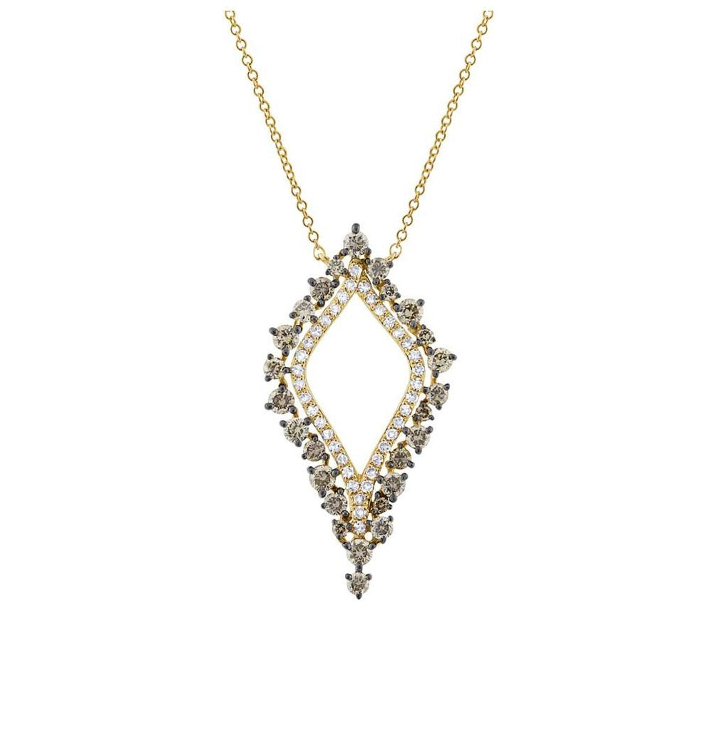 0.94 Ctw 14k Yellow Gold White And Champagne Diamond Necklace