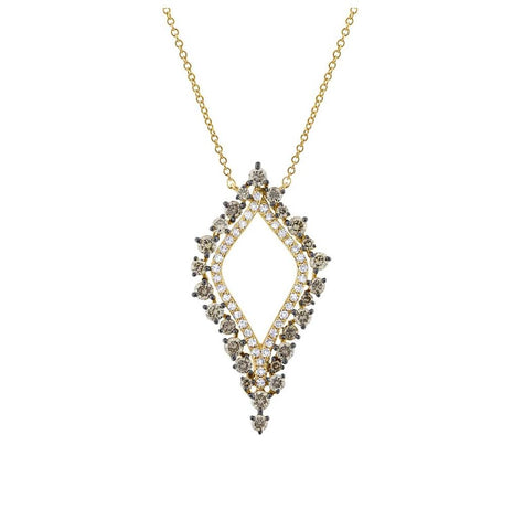 0.94 Ctw 14k Yellow Gold White And Champagne Diamond Necklace