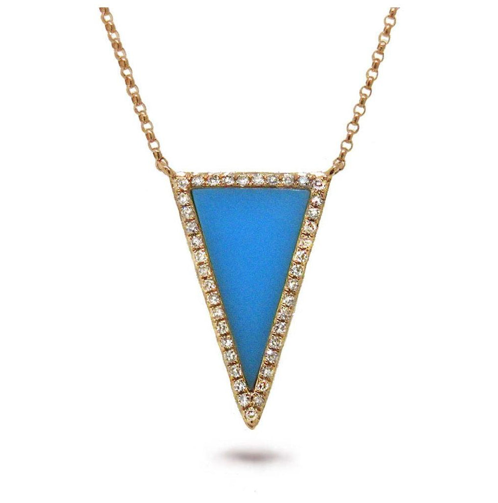 0.13 Ctw Diamond And 0.70 Ctw Composite Turquoise 14k Rose Gold Necklace