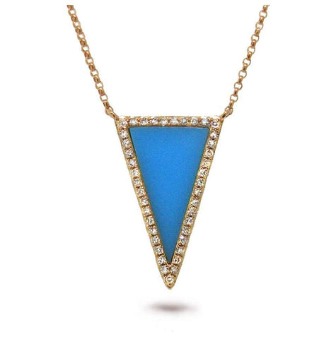 0.13 Ctw Diamond And 0.70 Ctw Composite Turquoise 14k Rose Gold Necklace