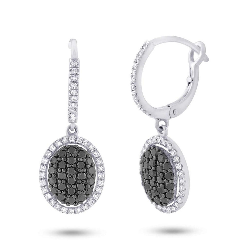 0.84 Ctw 14k White Gold Black And White Diamond Earring