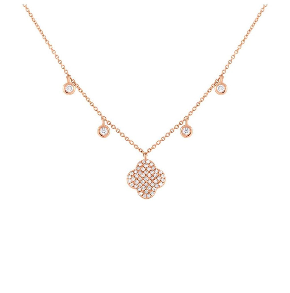 0.24 Ctw 14k Rose Gold Diamond Clover Necklace