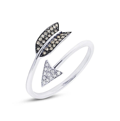 0.17 Ctw 14k White Gold White And Champagne Diamond Arrow Ring