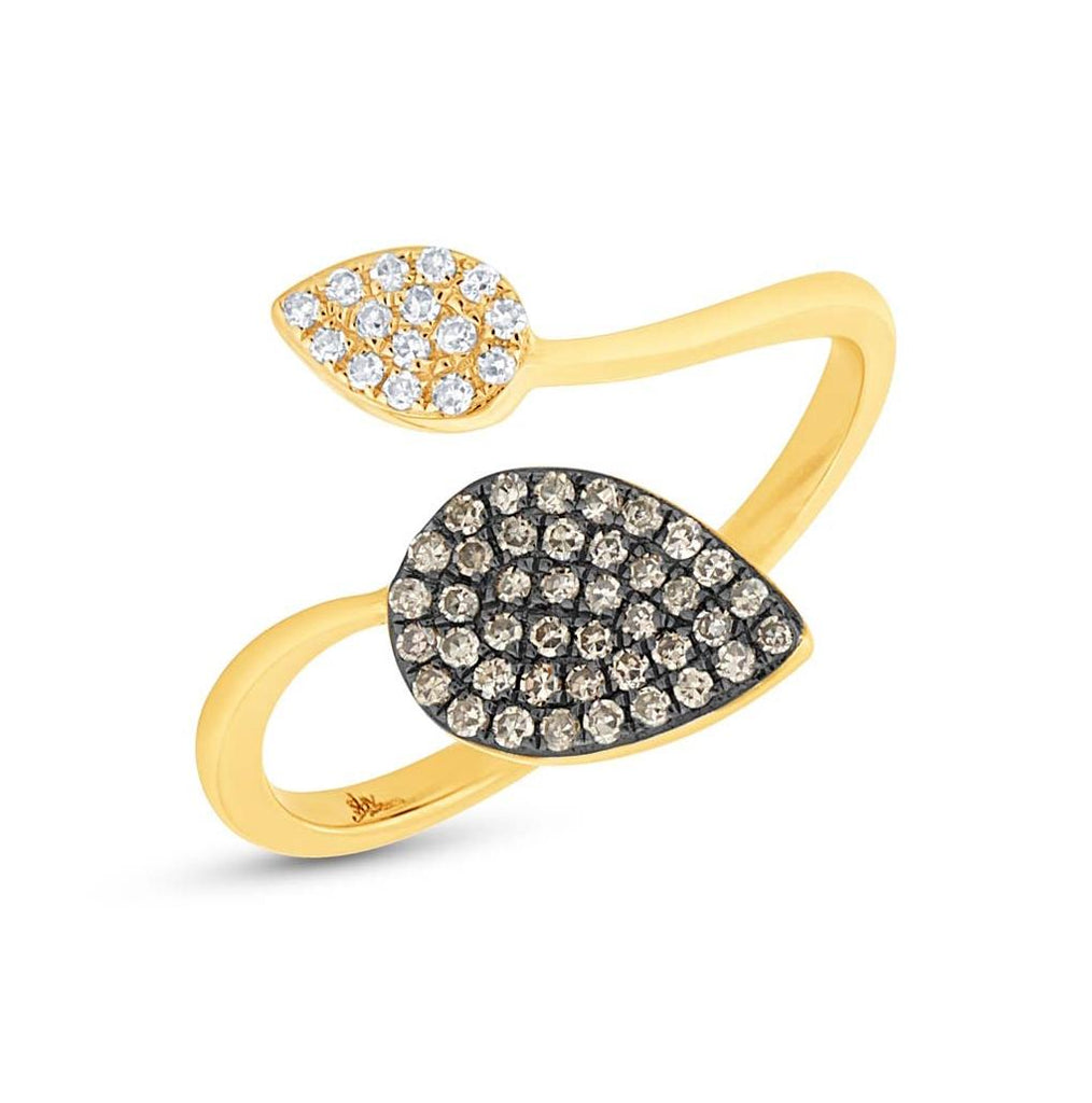 0.24 Ctw 14k Yellow Gold White And Champagne Diamond Ring