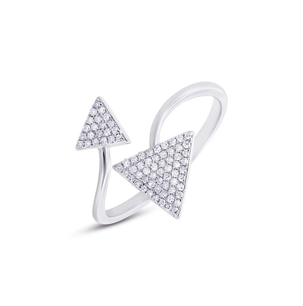 0.21 Ctw 14k White Gold Diamond Triangle Womens Ring