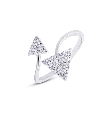 0.21 Ctw 14k White Gold Diamond Triangle Womens Ring