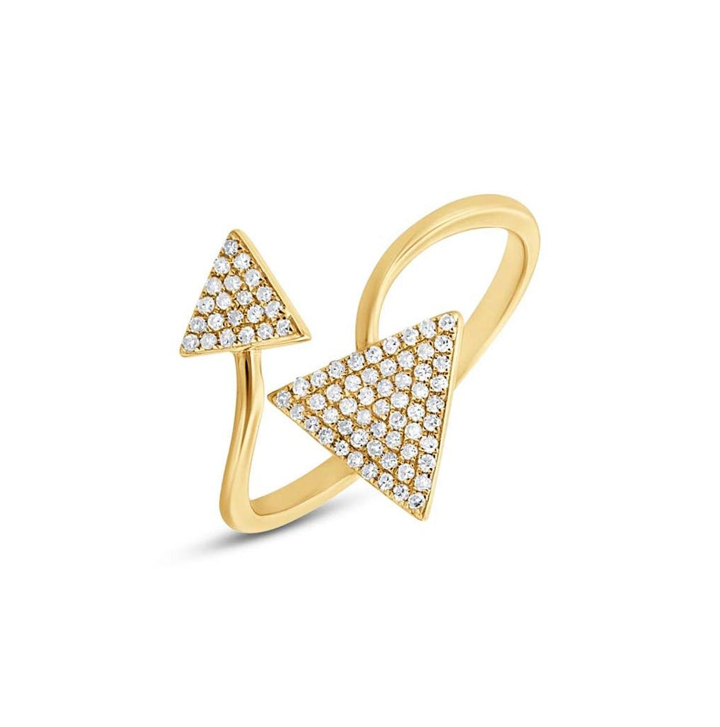 0.21 Ctw 14k Yellow Gold Diamond Triangle Womens Ring