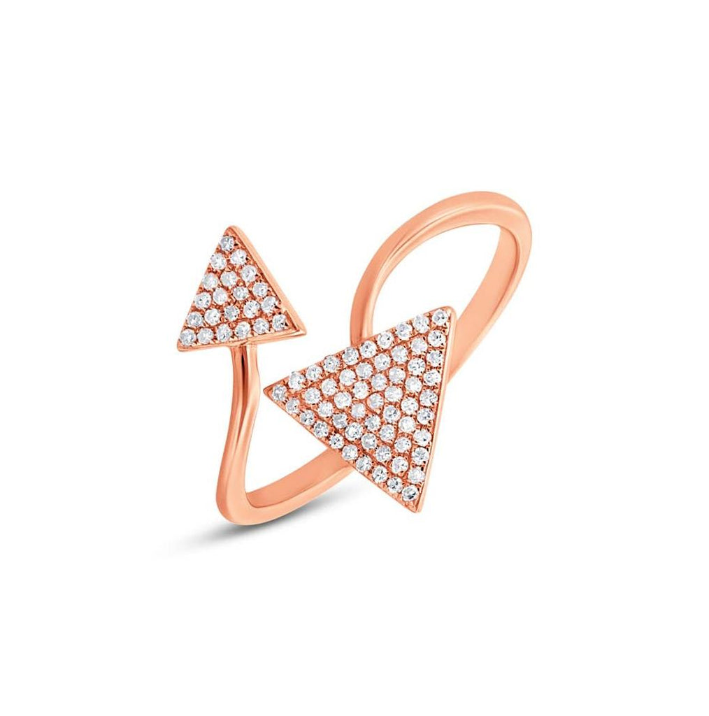0.21 Ctw 14k Rose Gold Diamond Triangle Womens Ring