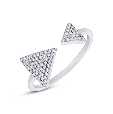 0.21 Ctw 14k White Gold Diamond Triangle Womens Ring