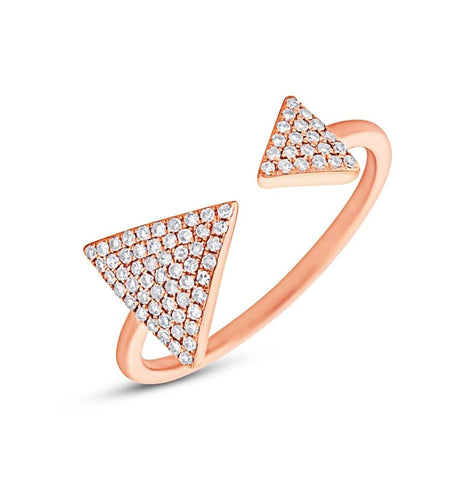 0.21 Ctw 14k Rose Gold Diamond Triangle Womens Ring