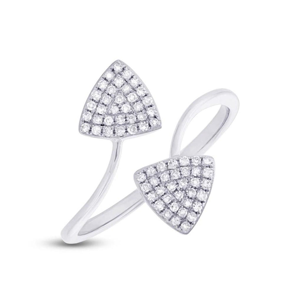 0.18 Ctw 14k White Gold Diamond Triangle Womens Ring