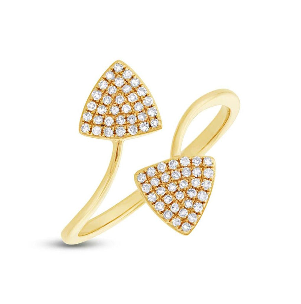 0.18 Ctw 14k Yellow Gold Diamond Triangle Womens Ring