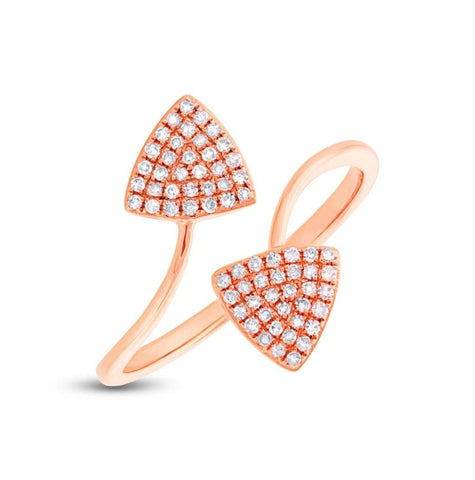 0.18 Ctw 14k Rose Gold Diamond Triangle Womens Ring