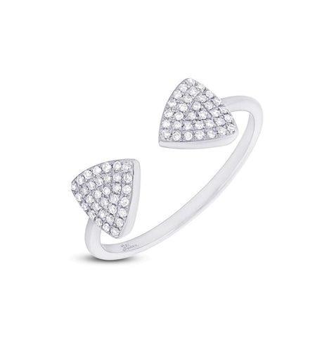 0.18 Ctw 14k White Gold Diamond Triangle Womens Ring