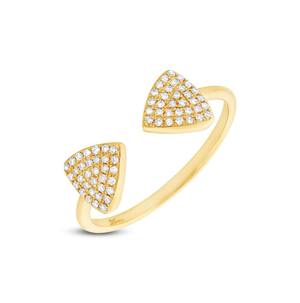 0.18 Ctw 14k Yellow Gold Diamond Triangle Womens Ring