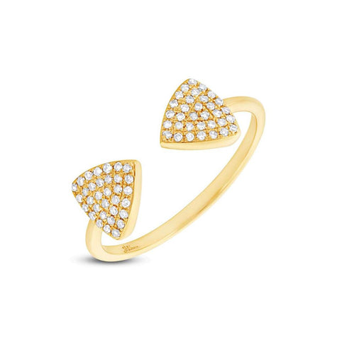 0.18 Ctw 14k Yellow Gold Diamond Triangle Womens Ring