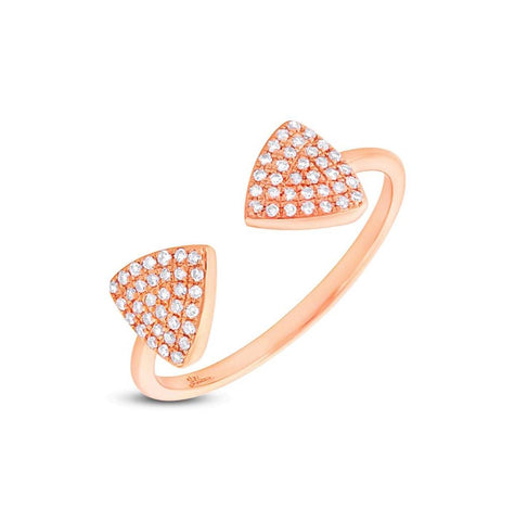 0.18 Ctw 14k Rose Gold Diamond Triangle Womens Ring