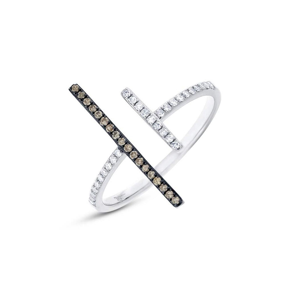 0.19 Ctw 14k White Gold White And Champagne Diamond Ring