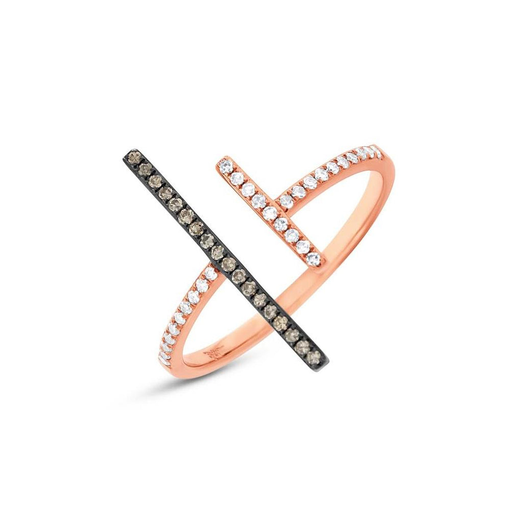 0.19 Ctw 14k Rose Gold White And Champagne Diamond Ring