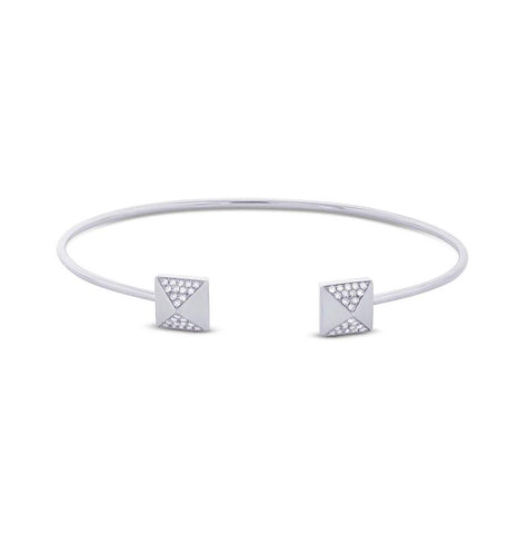 0.25 Ctw 14k White Gold Diamond Pyramid Bangle Bracelet