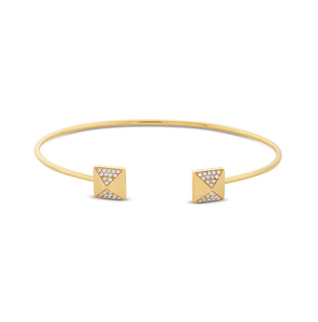 0.25 Ctw 14k Yellow Gold Diamond Pyramid Bangle Bracelet